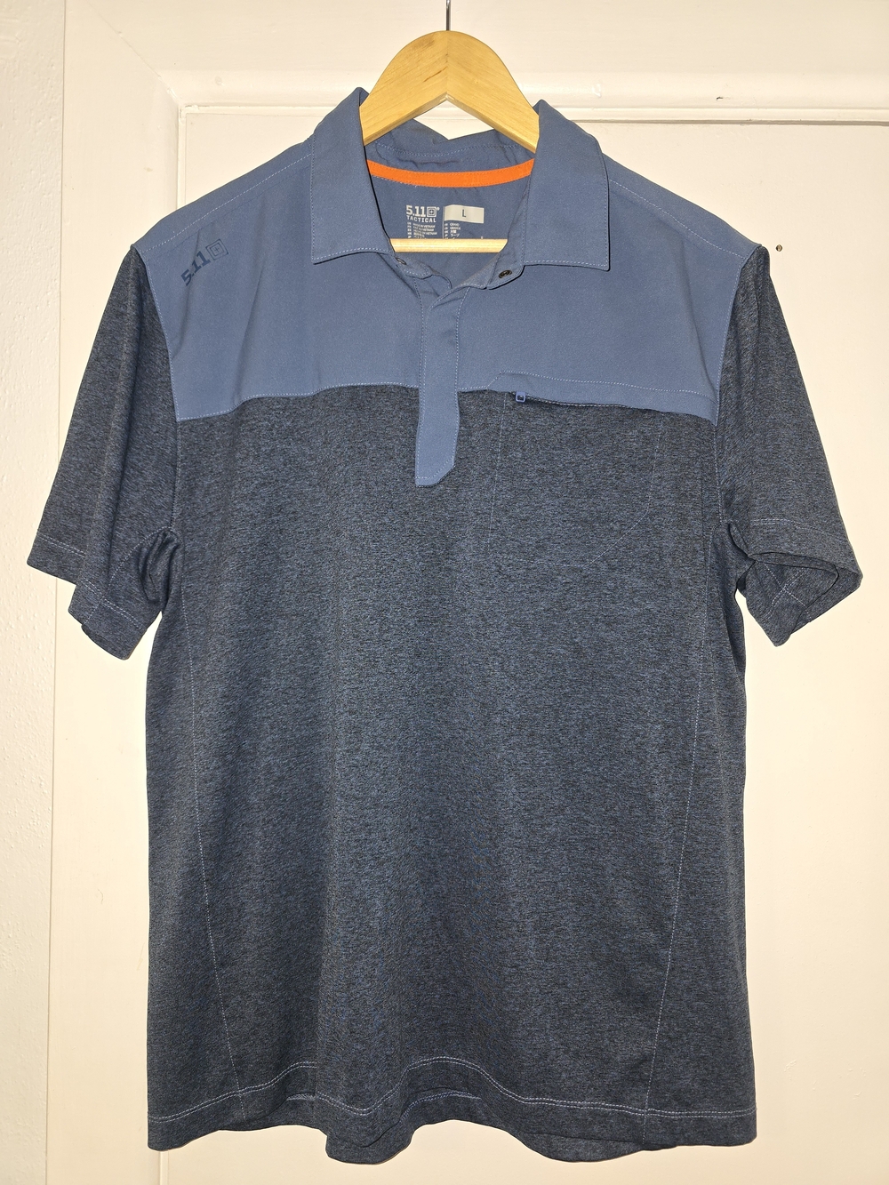 5.11 Tactical Men's Two-Tone Blue Polo with Orange Trim